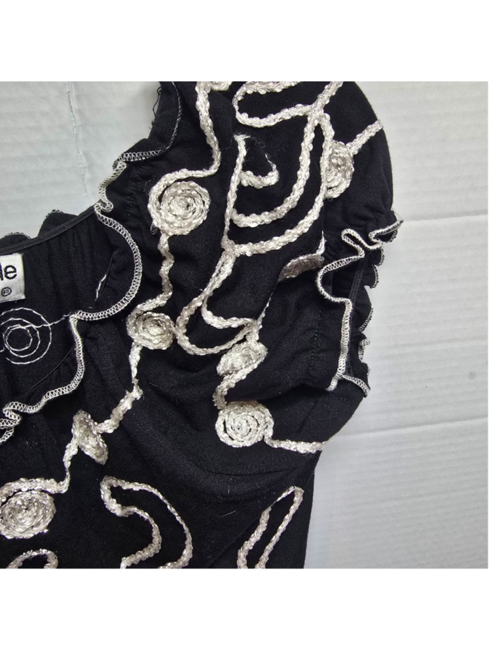 Women's Lauren Michelle Black & White Embroidered Blouse M - Picture 5 of 9